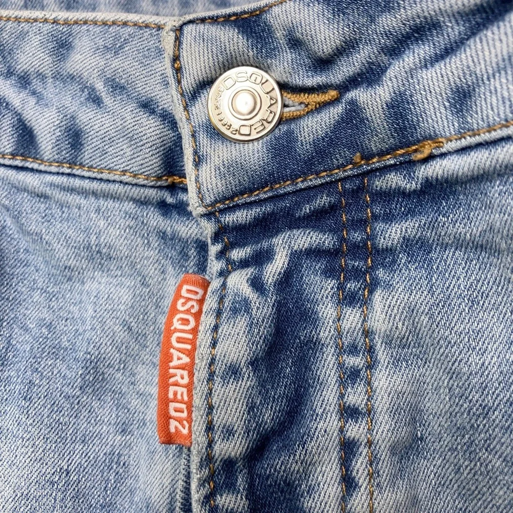 DSQUARED2 Denim Shorts Distressed Cut Offs Jorts Blue Mens 36 (Fit 34x9) Italy